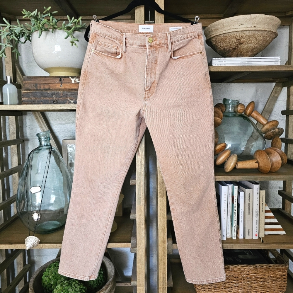 FRAME Le Sylvie Slender Straight Ultra High Rise Ankle Length NWOT Sand Wash - Picture 2 of 16